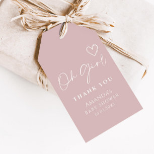 Oh Girl Minimalistisch Modern Baby Dusche Danke Geschenkanhänger