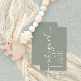 Oh Girl Sage Diaper Raffle Baby Dusche Begleitkarte