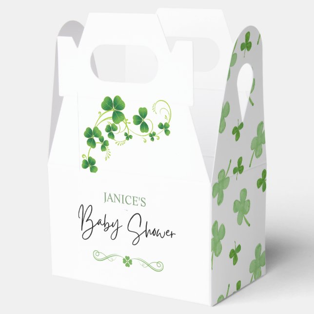 Oh Girl St. Patrick's Day Baby Shower Green  Geschenkschachtel (Geöffnet)