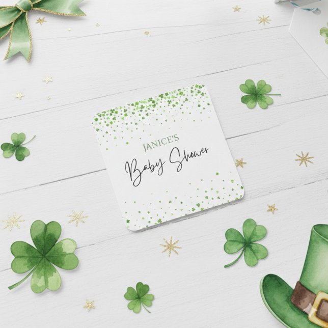 Oh Girl St. Patrick's Day Baby Shower Green  Quadratischer Aufkleber (Von Creator hochgeladen)