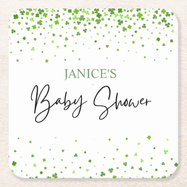 Oh Girl St. Patrick's Day Baby Shower Green  Rechteckiger Pappuntersetzer (Vorderseite)