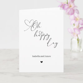 Oh glücklicher Tag Herz verzierte Hochzeit Karte
