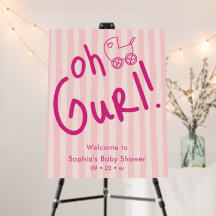 Oh Gurl Pink Stripe Mädchen Baby Shower Willkommen
