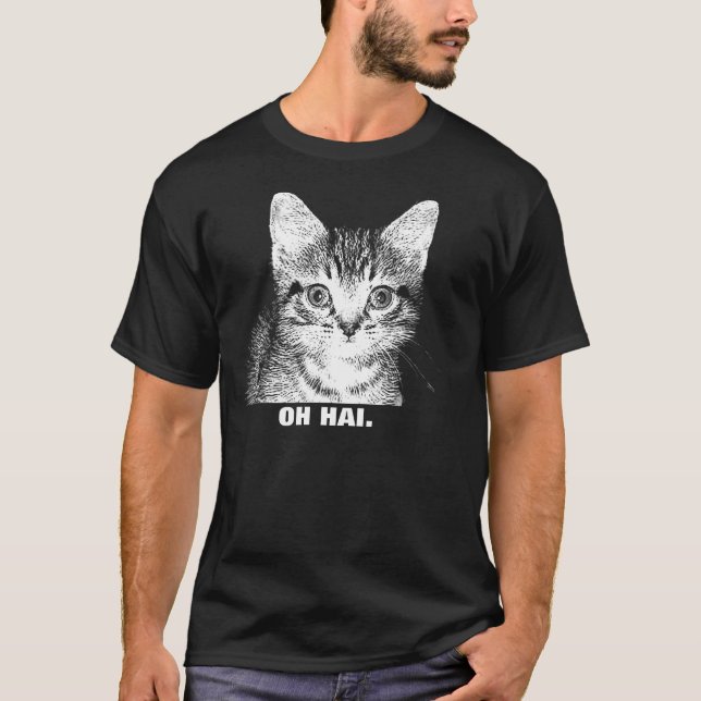 "OH- HAI." - Kätzchen-Shirt-Männer T-Shirt (Vorderseite)