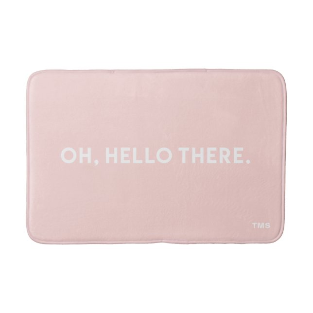 Oh Hallo da Typografie Blush Pink Monogram Badematte (Vorderseite)