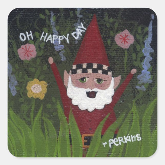Oh Happy Day Gnome Sticker (Vorderseite)