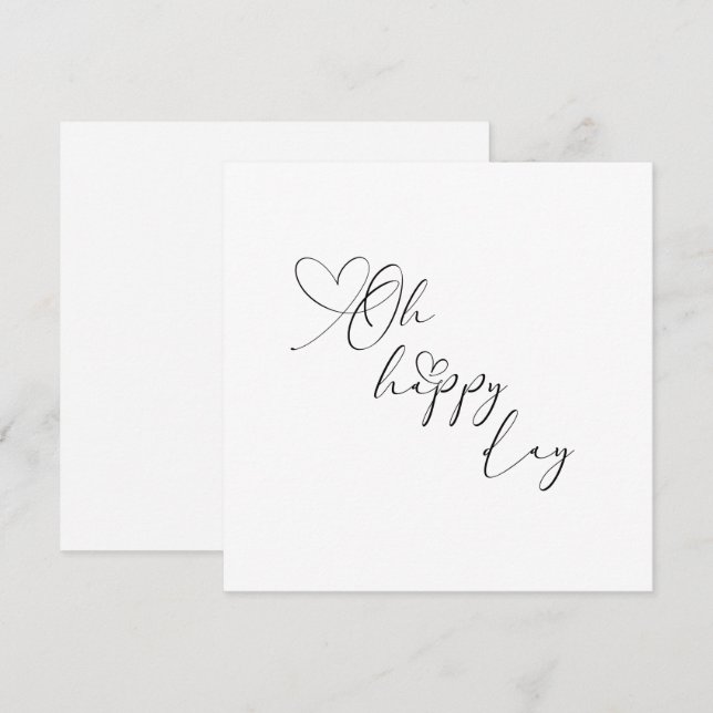 Oh Happy Day Heart Embellished Greeting Card Karte (Vorne/Hinten)