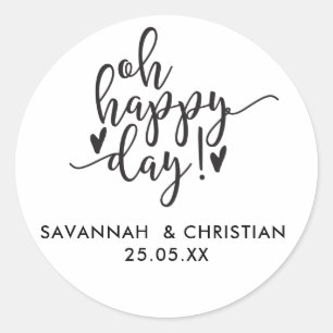 Oh Happy Day Script Personalisiert Wedding Sticker