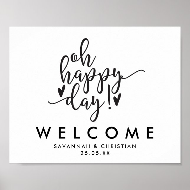 Oh Happy Day Script Wedding Welcome Poster (Vorne)