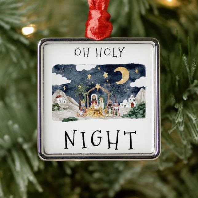 Oh, Heilige Nacht Afrikanische Krippe Weihnachten Ornament Aus Metall (Baum)