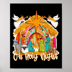 Oh Heilige Nacht Christliche Weihnachtsszene Weihn Poster