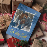 Oh, Heilige Nacht Foto Weihnachten Gold Folien Feiertagskarte<br><div class="desc">Echte Folie religiöse Weihnachtskarte mit blauem Hintergrund,  ein Foto,  das Sie durch Ihre eigene ersetzen können,  die drei Könige,  Wüstenpalmen,  das Winterfestival "oh Heilige Nacht" in Goldfolie und Ihr Familienname.</div>