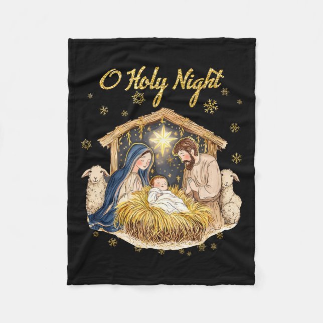 Oh Heilige Nacht Religiöse Weihnachtskrippen F Fleecedecke (Vorderseite)