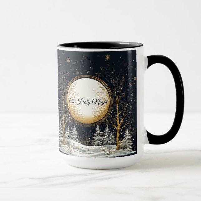 Oh, Heilige Nacht Weihnachten Schwarzen Golden Pin Tasse (Rechts)