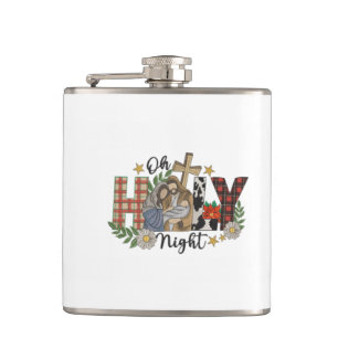 Oh, Heilige Nacht Weihnachtsdesign Flachmann