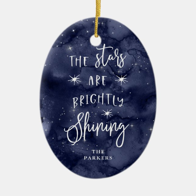 Oh, heilige Nacht | Weihnachtssterne mit Foto Keramik Ornament (Vorne)