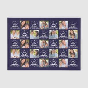 Oh Heilige Nachtkrippe Navy Blue Family Foto Seidenpapier