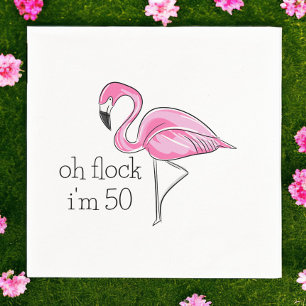 Oh Herde Ich bin 50 Pink Flamingo Geburtstag Serviette
