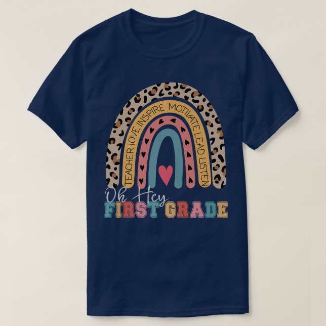Oh Hey 1st First Grade Back To School Rainbow Prem T-Shirt (Design vorne)