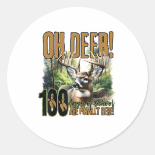 Oh Hirsch 100 Tage Schule Hirschjagd-Feier Runder Aufkleber
