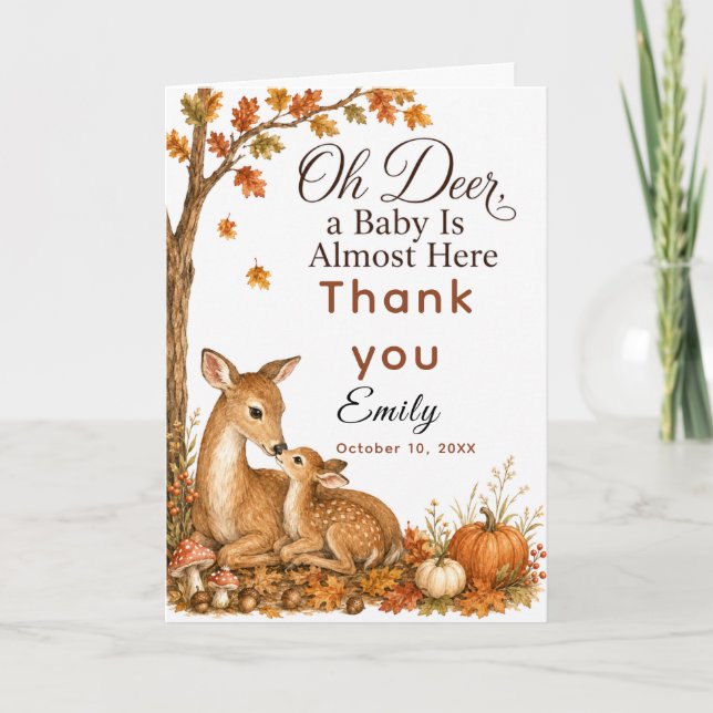 Oh Hirsch Baby Shower Dankeskarte (Vorderseite)