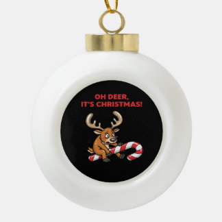 Oh Hirsch, es ist Weihnachten, gestresster Rentier Keramik Kugel-Ornament