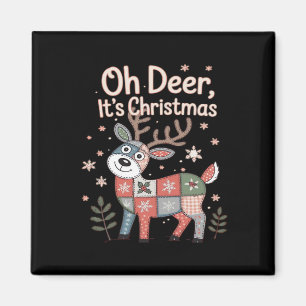 Oh Hirsch, es ist Weihnachten Mini-Patchwork-Quadr Magnet