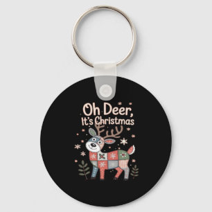 Oh Hirsch, es ist Weihnachten Mini-Patchwork-Quadr Schlüsselanhänger