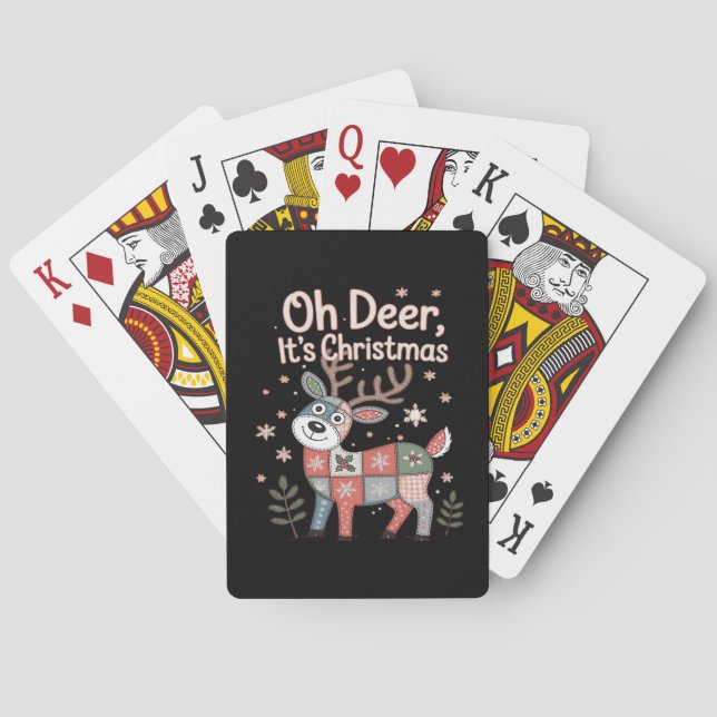Oh Hirsch, es ist Weihnachten Mini-Patchwork-Quadr Spielkarten (Rückseite)