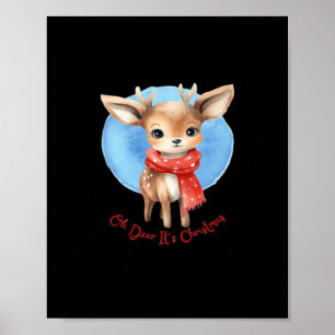 Oh Hirsch, es ist Weihnachten Retro-Klassiker-Desi Poster