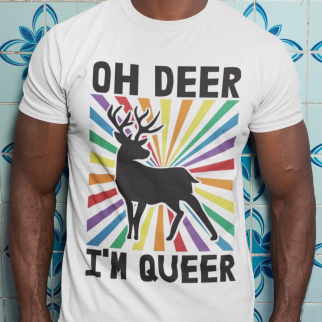 Oh Hirsch Ich bin que LGBTQ Stolz Regenbogen T - S T-Shirt (Von Creator hochgeladen)