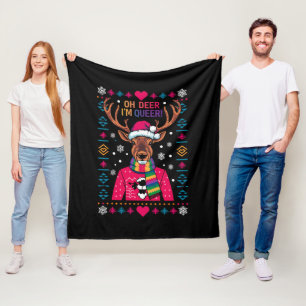 Oh Hirsch Ich bin Queer LGBT LGBTQ Gay Pride Hässl Fleecedecke