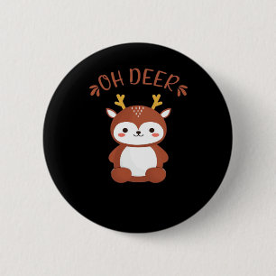 Oh Hirsch Kawaii Hirsch Spielende Kunst Stil  Button