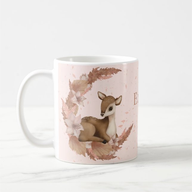 Oh, Hirsch, lieblicher Bambi auf Blume mit Wolkens Kaffeetasse (Links)