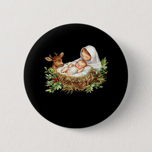 Oh Hirsch Mary Krippenszene Weihnachten Jesus Button