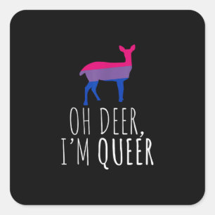Oh Hirsch Queer Bisexueller Stolz Schwuler Lesbisc Quadratischer Aufkleber