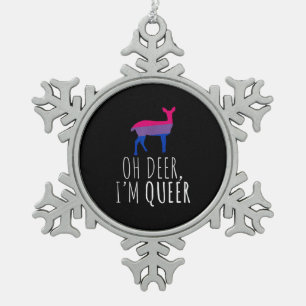 Oh Hirsch Queer Bisexueller Stolz Schwuler Lesbisc Schneeflocken Zinn-Ornament