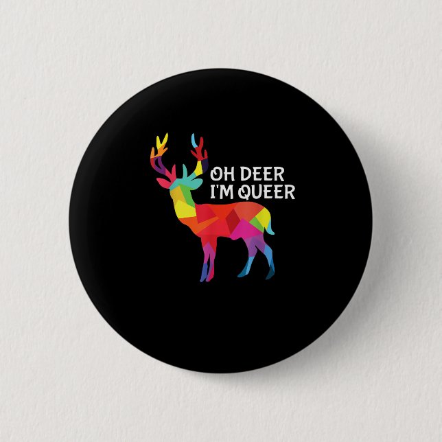 Oh Hirsch Queer Lustiger Wortwitz LGBT Stolz Desig Button (Vorderseite)
