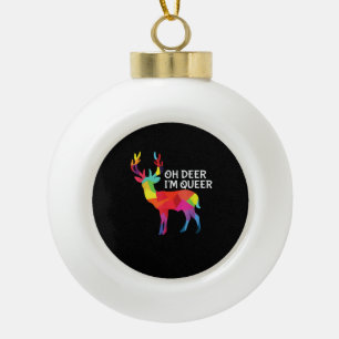Oh Hirsch Queer Lustiger Wortwitz LGBT Stolz Desig Keramik Kugel-Ornament