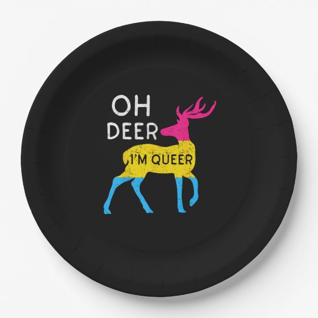 Oh Hirsch Queere Farbige Pride-Flaggen-Feier  Pappteller (Vorderseite)