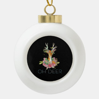 Oh Hirsch Süße Farbige Hirsch Minimal Design  Keramik Kugel-Ornament