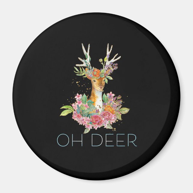 Oh Hirsch Süße Farbige Hirsch Minimal Design  Magnet (Vorne)