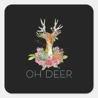 Oh Hirsch Süße Farbige Hirsch Minimal Design  Quadratischer Aufkleber