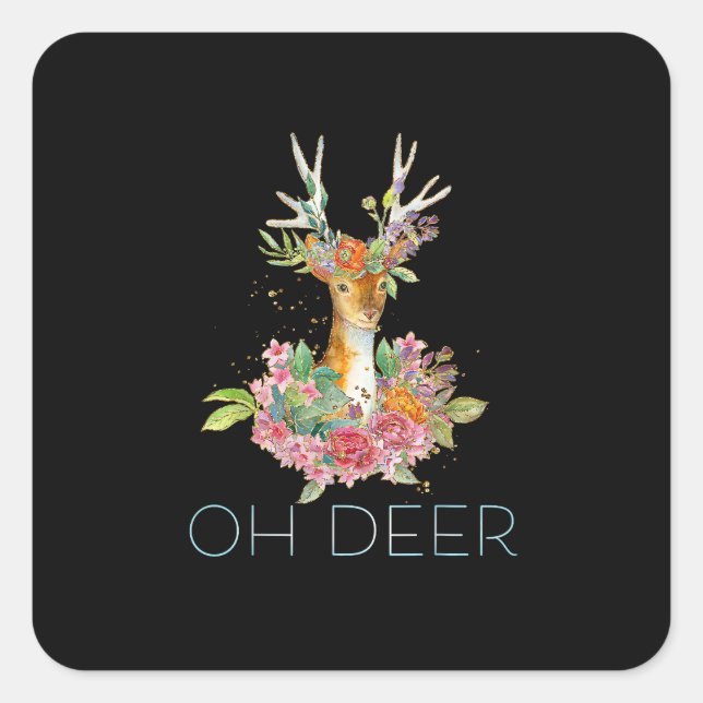 Oh Hirsch Süße Farbige Hirsch Minimal Design  Quadratischer Aufkleber (Vorderseite)