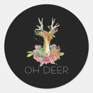 Oh Hirsch Süße Farbige Hirsch Minimal Design Runder Aufkleber