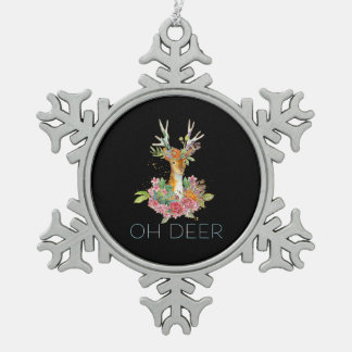 Oh Hirsch Süße Farbige Hirsch Minimal Design Schneeflocken Zinn-Ornament