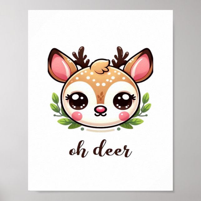 Oh Hirsch Süßer Hirsch Minimalistisches Design  Poster (Vorne)