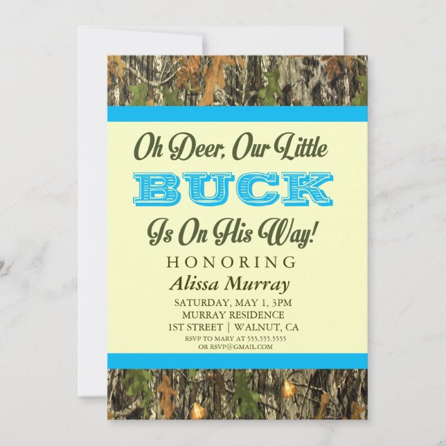 Oh, Hirsch, unser kleiner Schwanz ist auf dem Weg  Einladung (Vorderseite)