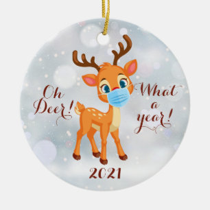 Oh Hirsch, was für ein Jahr 2021 Keramik-Ornament Keramik Ornament