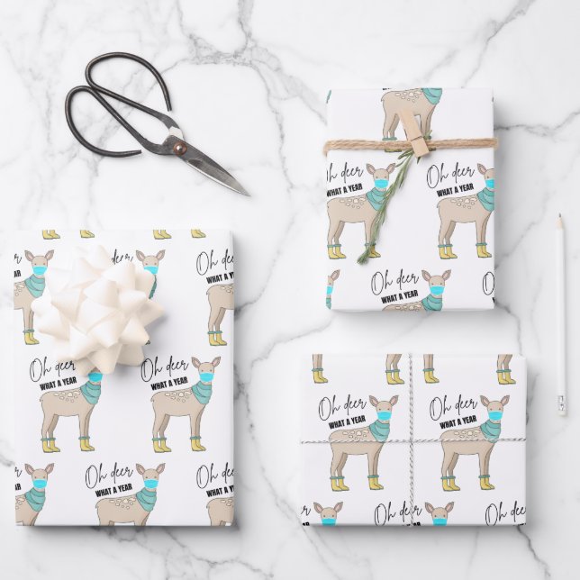 Oh, Hirsch, was für ein Jahr Papier-Blätter umhüll Geschenkpapier Set (Vorderseite)